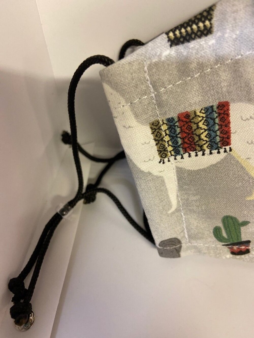 Alpaca Llama Handmade Face Mask Adjustable Gray Cotton Blend - Picture 5 of 5